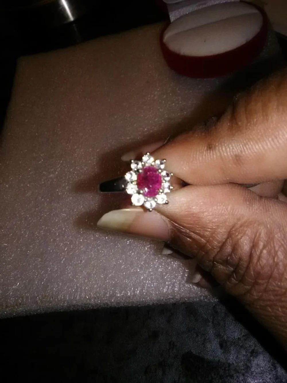 Sterling Silver Ruby & White Topaz Ring elegant silver